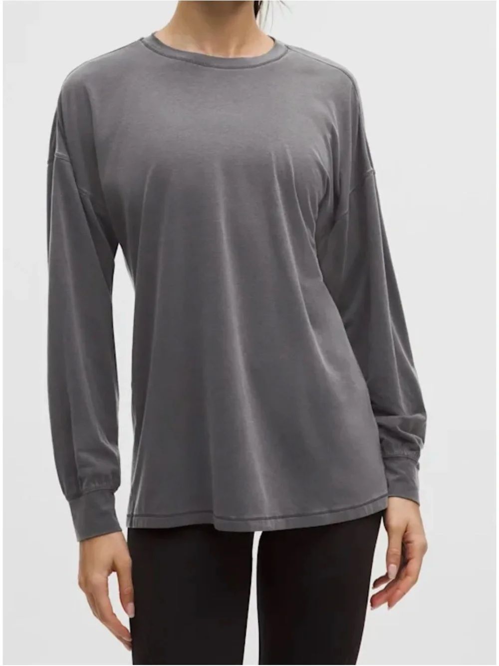 Lululemon Easy Set Relaxed Long Sleeve Shirt ~Dilute Wash Graphite Grey Size 10